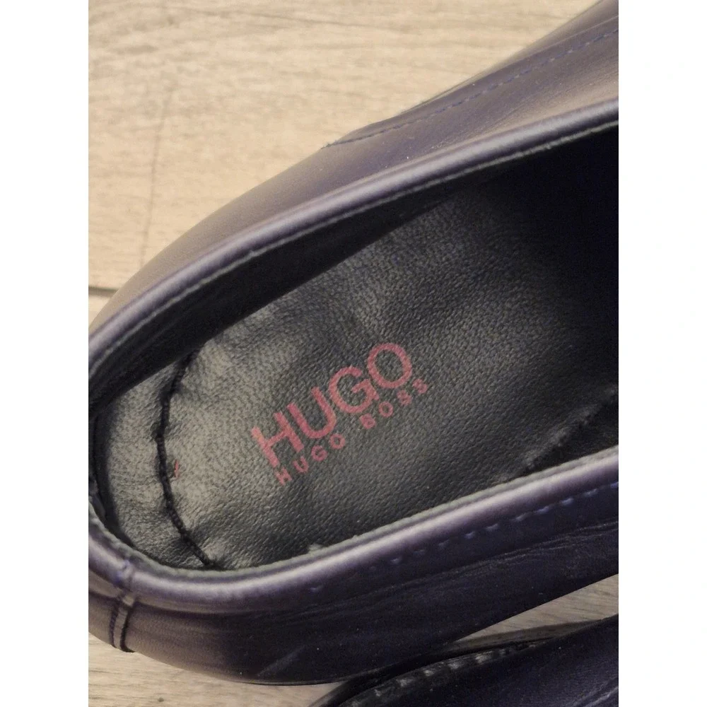 Hugo Boss Mens Dark Navy Blue Leather Chukka Boots Ankle Dress Shoes Sz 8.5